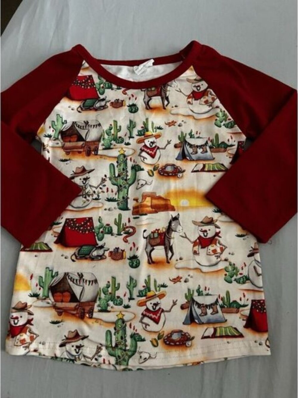 Cowboy Snowman Red‎ Raglin Tee Size 3T